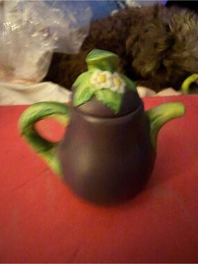 Handcrafted Green-Accent Ceramic Teapot Sculpture - Home Art
